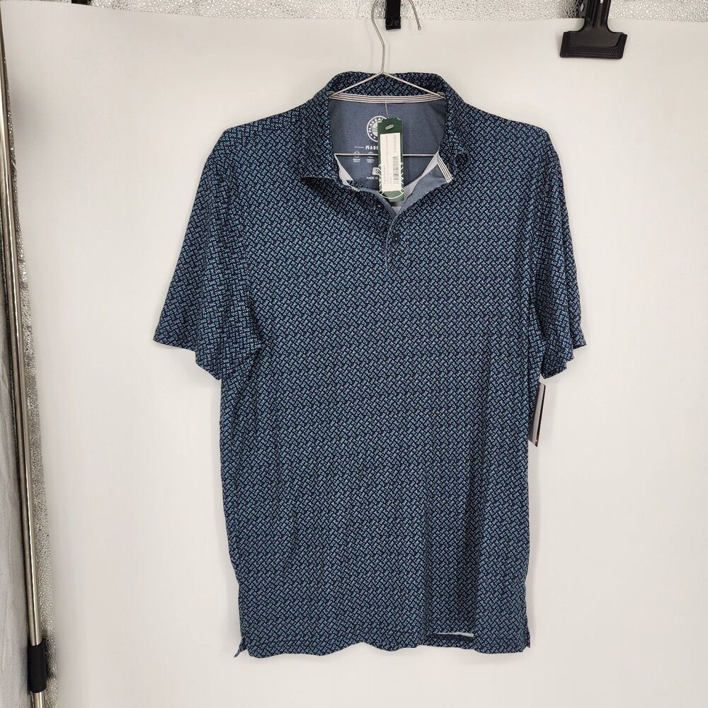NWT Flag & Anthem Men's Navy Small Oakton Geo Triangle Print Performance Polo